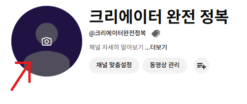 채널명 옆 빈 동그라미에 마우스를 올린 화면