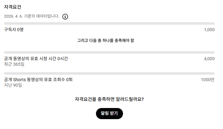 수익 창출 자격 요건