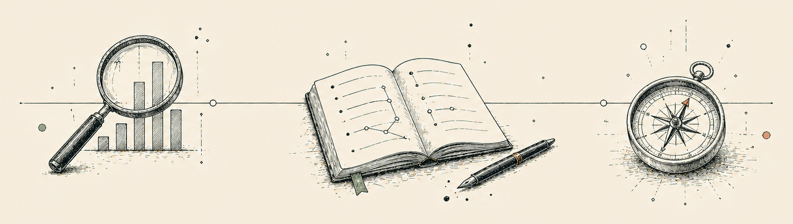 SNS 인사이트 — 분석 모티프 펜 일러스트 배너