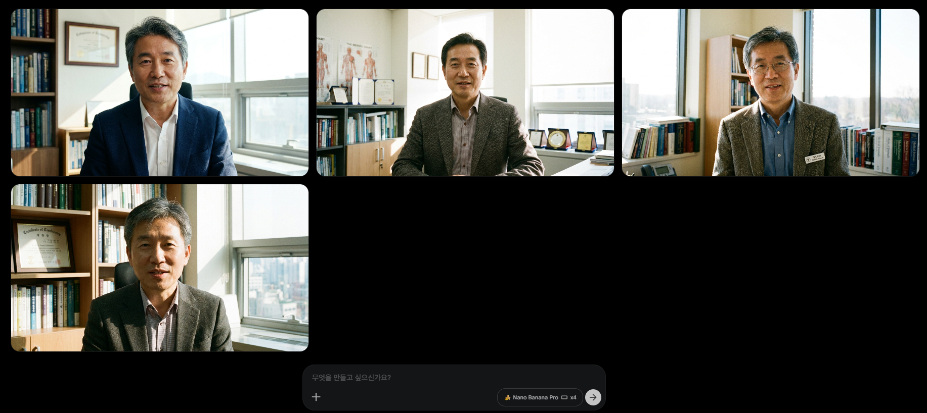 아바타 이미지 4장 생성 결과