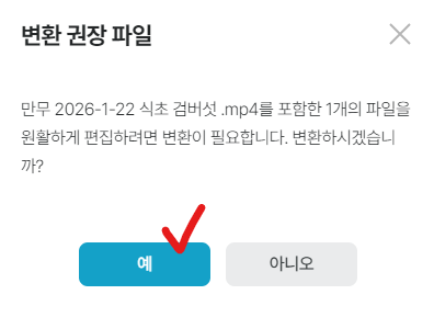 변환 권장 파일 확인