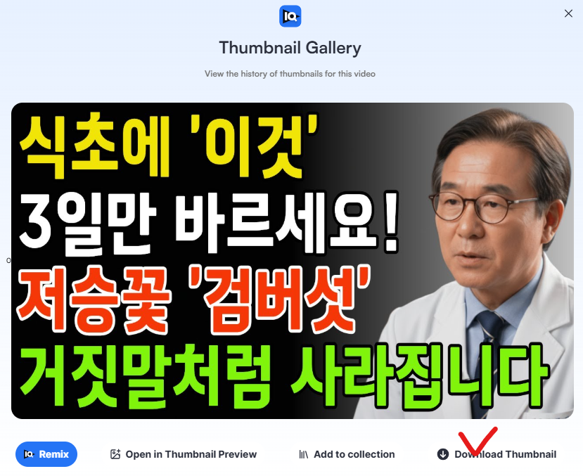 썸네일 다운로드 버튼