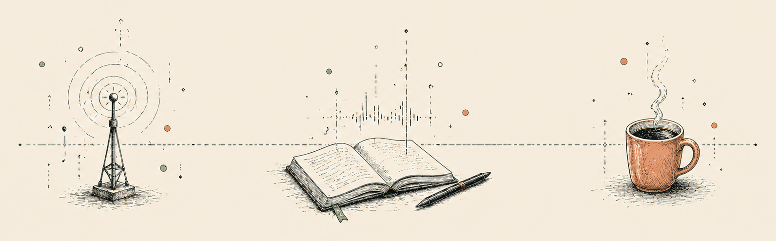 AI Trends — signal motif pen illustration banner