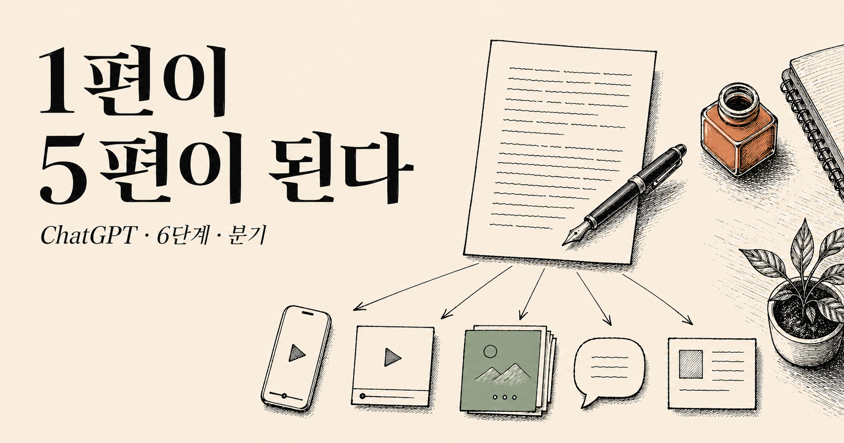 ChatGPT 블로그 엔진 — 글 1개로 5채널 분기 6단계