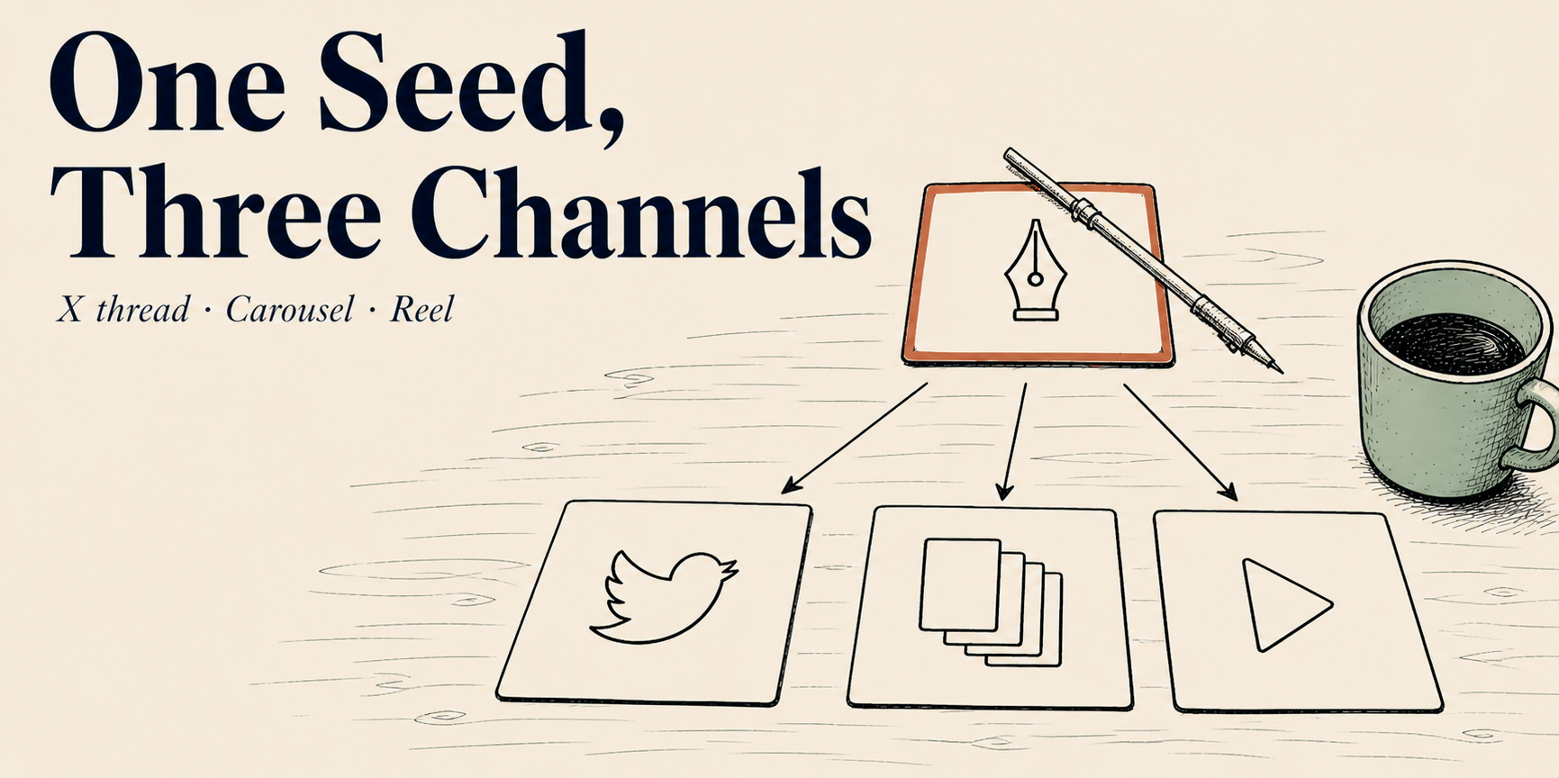 X AI to AI Instagram — one seed split to thread, carousel, reel — Creator Jungbok