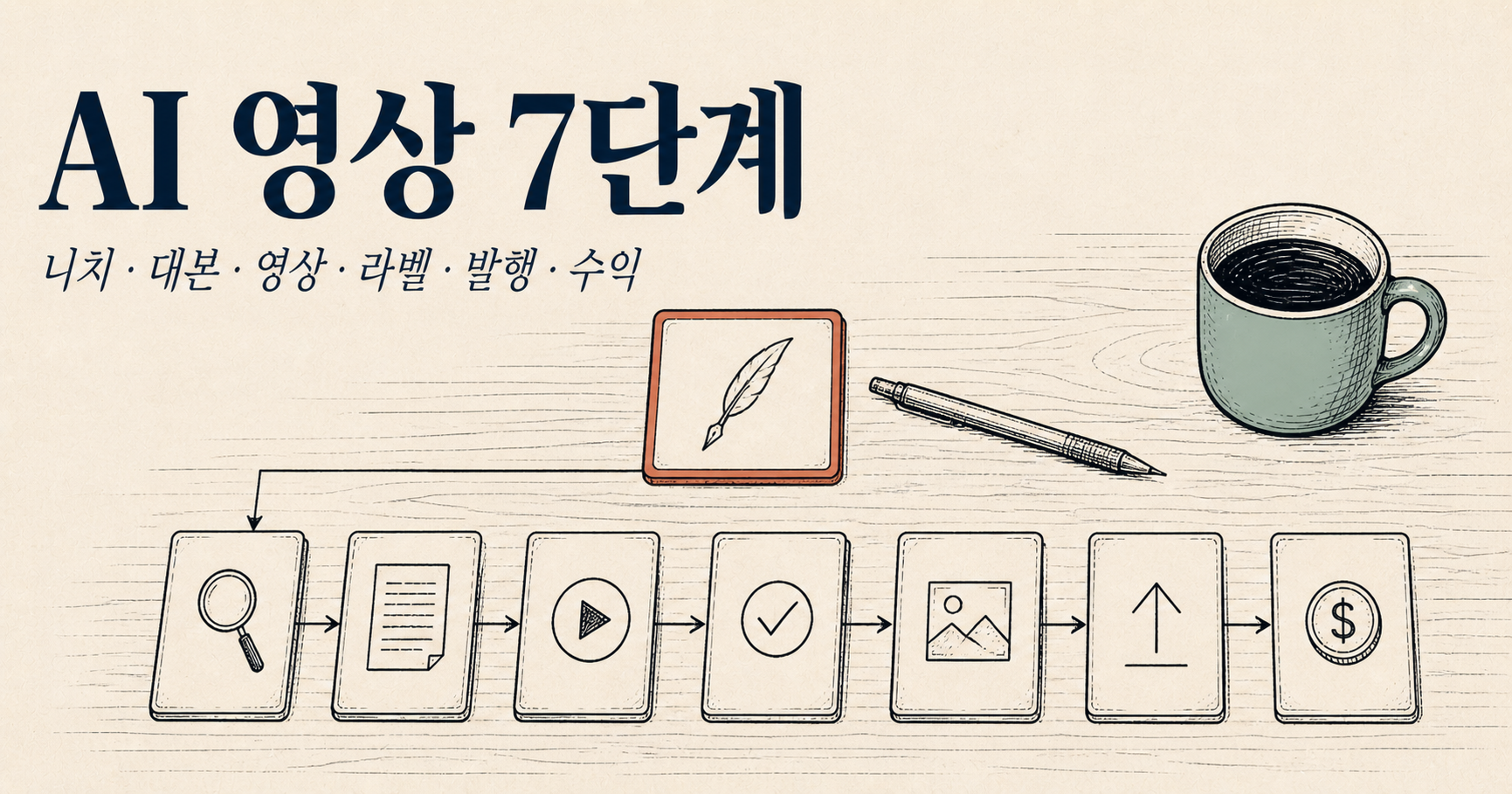 유튜브 AI 영상 7단계 — 브루로 시작해 정책 안 걸리고 첫 AI 부업 수익까지 — 크리에이터 완전정복