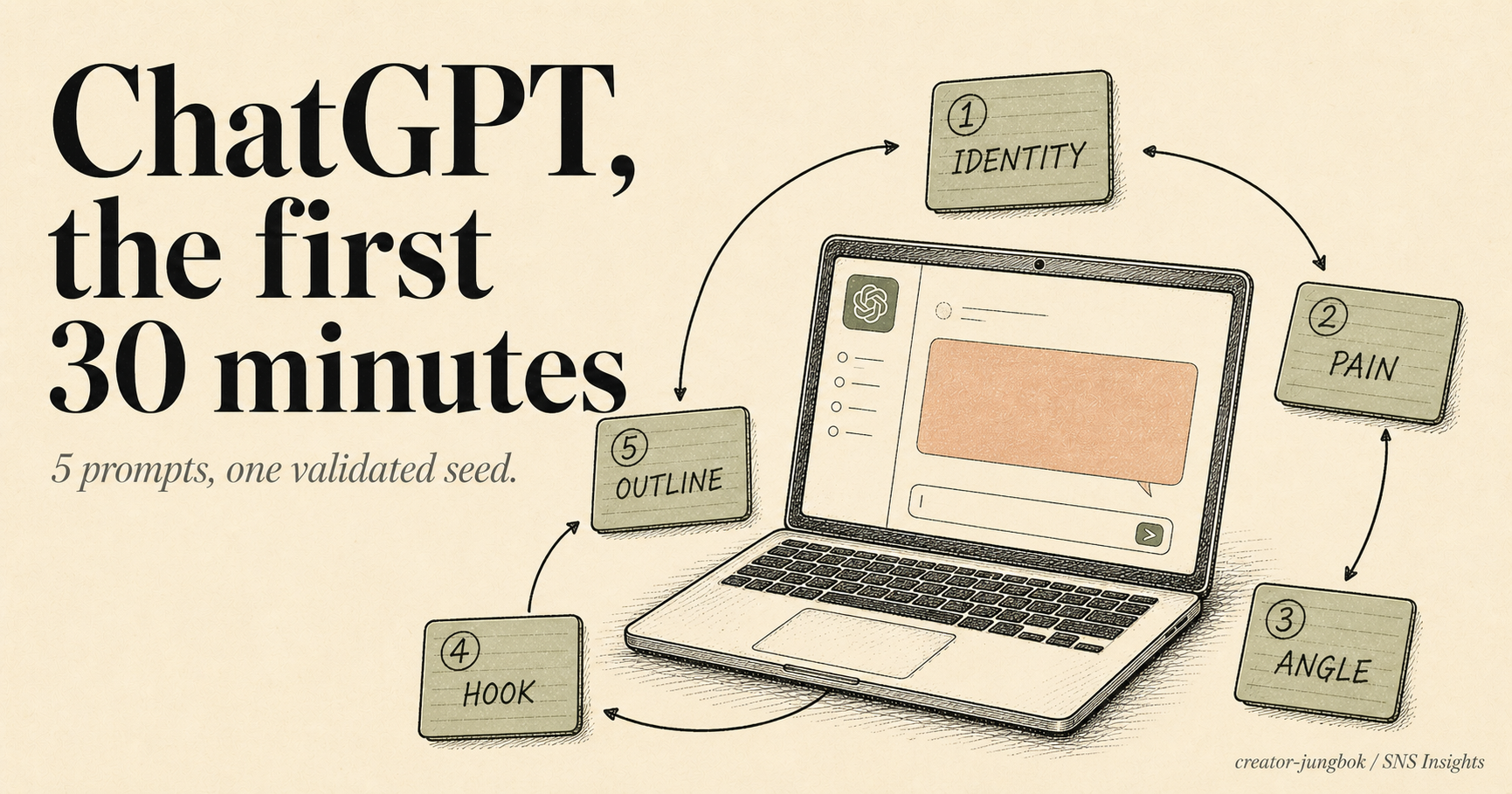 ChatGPT for Beginners — First 30 Minutes, 5 Prompts to a Validated Content Seed — Creator Jungbok