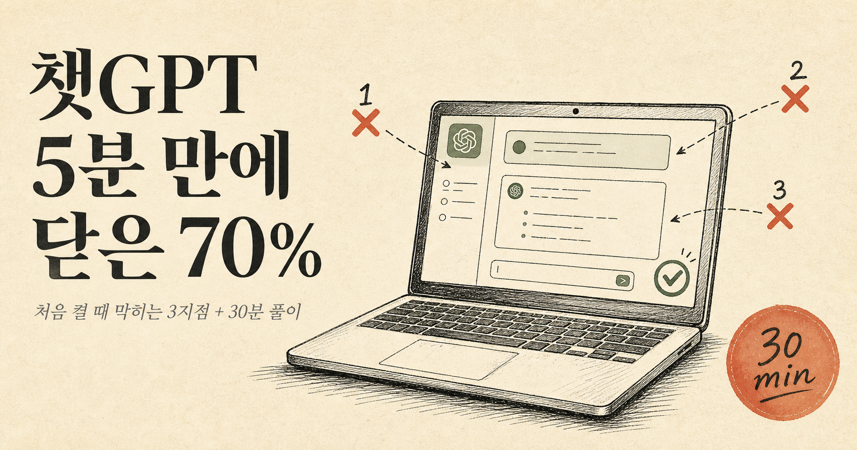 챗GPT 처음 5분 — AI 초보 첫 영상 30분 워크플로 — 크리에이터 완전정복